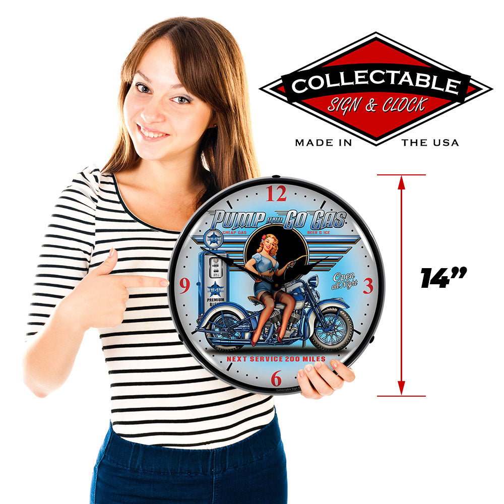 Pump and Go Gas Next Service 200 Miles 14" LED Wall Clock