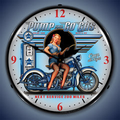 Pump and Go Gas Next Service 200 Miles 14" LED Wall Clock