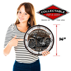 Legends Never Die Made in the USA 14" LED Wall Clock