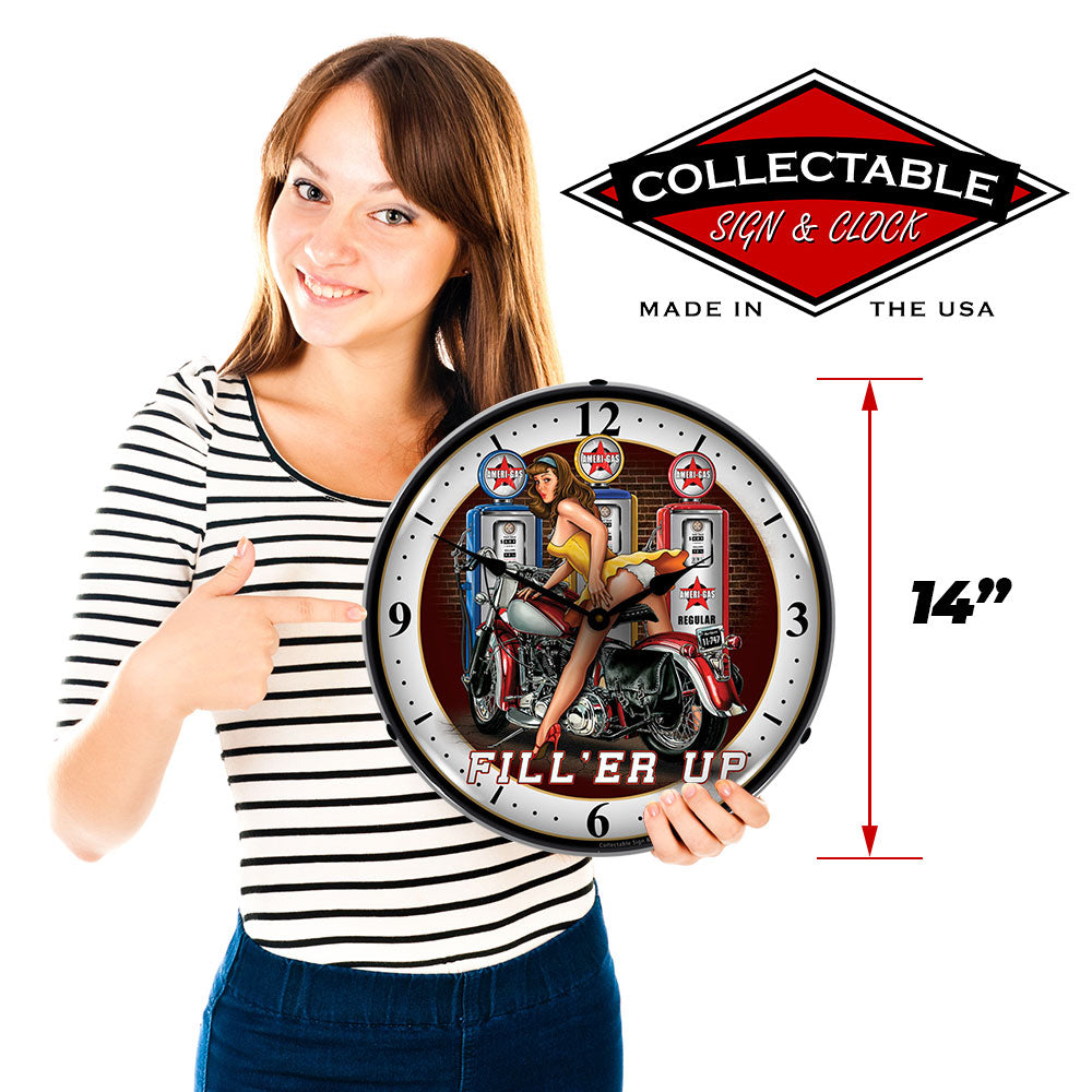 Fill 'Er Up Ameri-Gas 14" LED Wall Clock