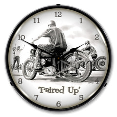 Paired Up Motorcycle 14" LED Wall Clock