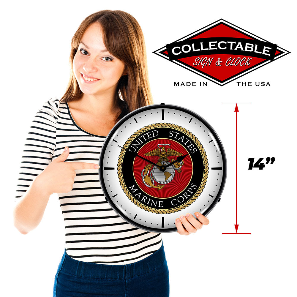 United States Marine Corps 14" Illuminated LED Wall Clock