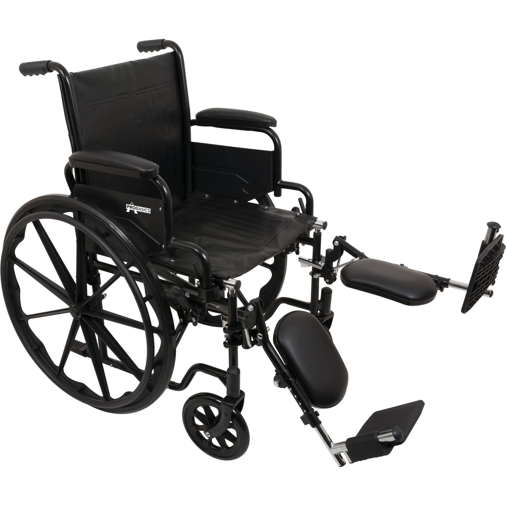 Compass Health ProBasics K1 Standard Wheelchair with Elevating Legrests – Reliable Support for Home Independence