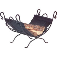 Dagan Black Wrought Iron Log Holder with Canvas Carrier