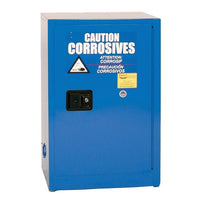 Justrite 12 Gallon, 1 Shelf, 1 Door, Manual Close, Space Saver Metal Acid and Corrosive Safety Cabinet - Blue