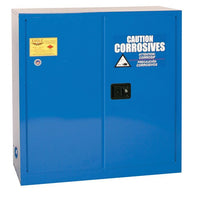 Justrite 30 Gallon, 1 Shelf, 2 Door, Sliding Self Close, Metal Corrosive Safety Cabinet - Blue