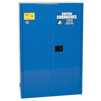 Justrite 45 Gallon, 2 Door, 2 Shelves, Manual Close, Metal Corrosive Safety Cabinet - Blue