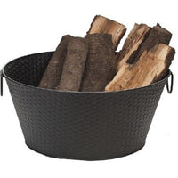 Dagan Black Steel Basket Weave Design Log Bucket