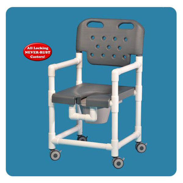 IPU 17" Elite Shower Commode Chair | Anti-Microbial PVC with Commode Pail