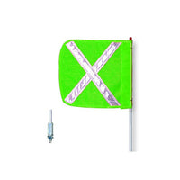 Justrite General-Purpose 5' Non-Lighted Warning Whip w/ Threaded Hex Base 12" Flag White X