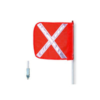 Justrite General-Purpose 5' Non-Lighted Warning Whip w/ Threaded Hex Base 12" Flag White X