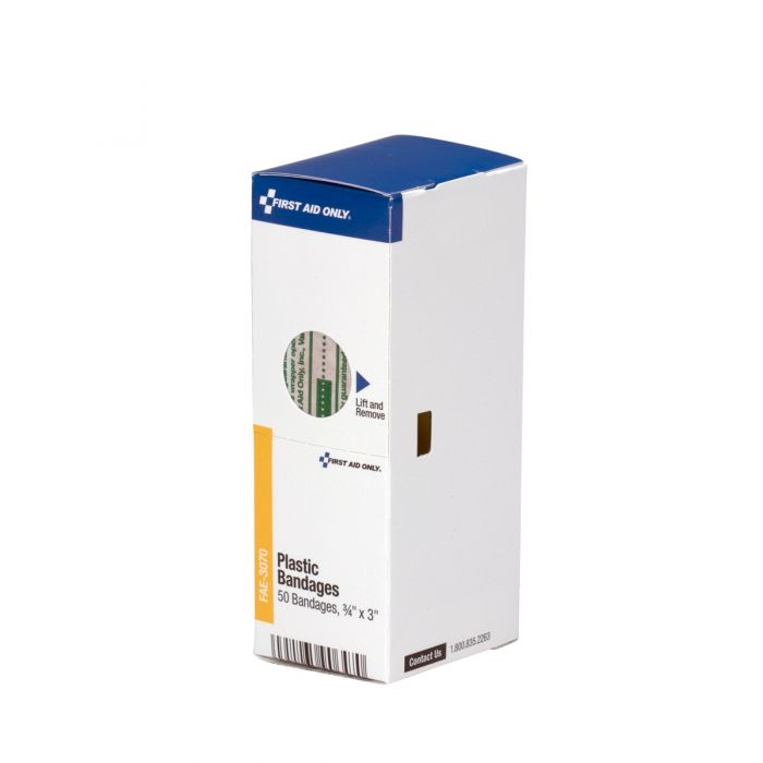 First Aid Only SmartCompliance Refill | 3/4" x 3" Adhesive Plastic Bandages | 50 Per Box