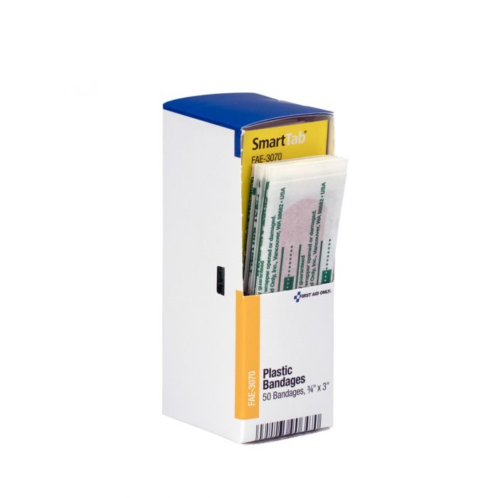 First Aid Only SmartCompliance Refill | 3/4" x 3" Adhesive Plastic Bandages | 50 Per Box
