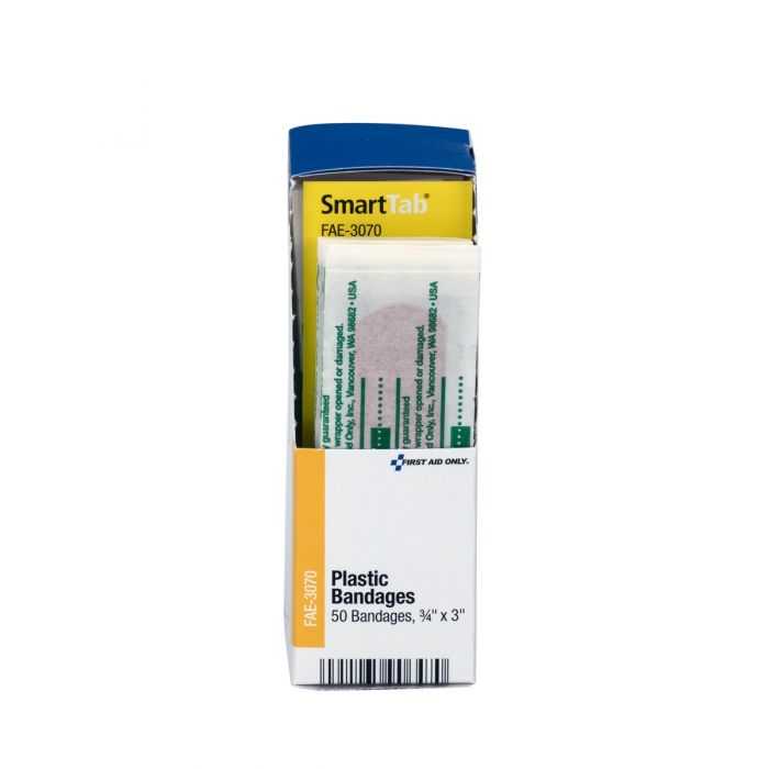 First Aid Only SmartCompliance Refill | 3/4" x 3" Adhesive Plastic Bandages | 50 Per Box