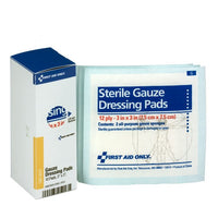 First Aid Only 3" x 3" SmartCompliance Sterile Gauze Pads Refill, 10 Per Box(Pack of 85)