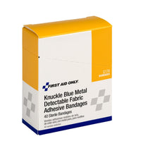 First Aid Only Blue Metal Detectable Fabric Knuckle Bandages, 40 Per Box