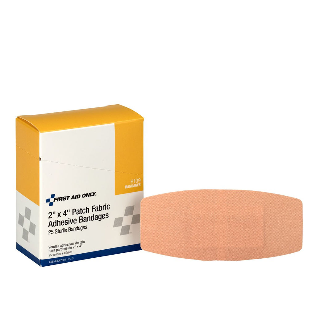 First Aid Only 2 in x 4 in Extra-Large Plastic Bandages - High-Coverage Protective Strips for Wound Care, 25 Per Box
