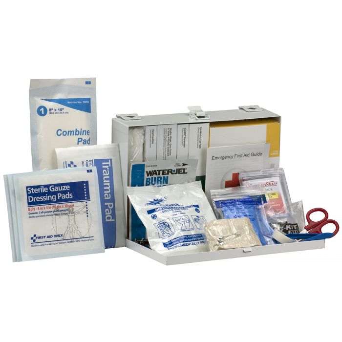 First Aid Only 25 Person Contractor ANSI A+, Class I & II First Aid Kit in Metal Case with Custom Logo