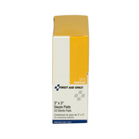First Aid Only 3" x 3" Sterile Gauze Pads, 20 per Box(Pack of 125)
