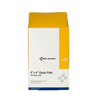 First Aid Only 4" x 4" Sterile Gauze Pads, 50 Per Box(Pack of 50)