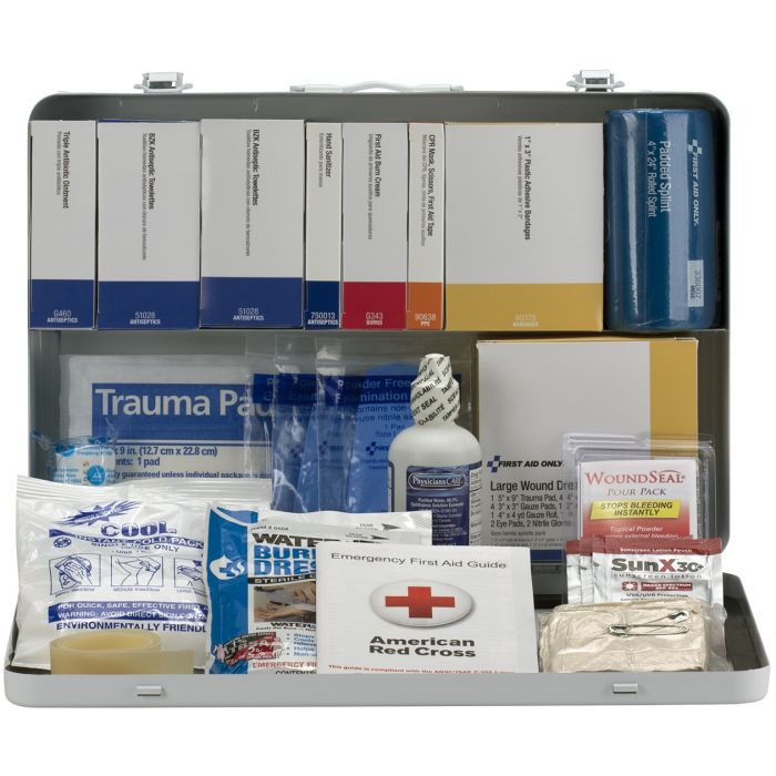 First Aid Only 50 Person Contractor Series ANSI B+, Type III First Aid Kit in Metal Case with Custom Logo