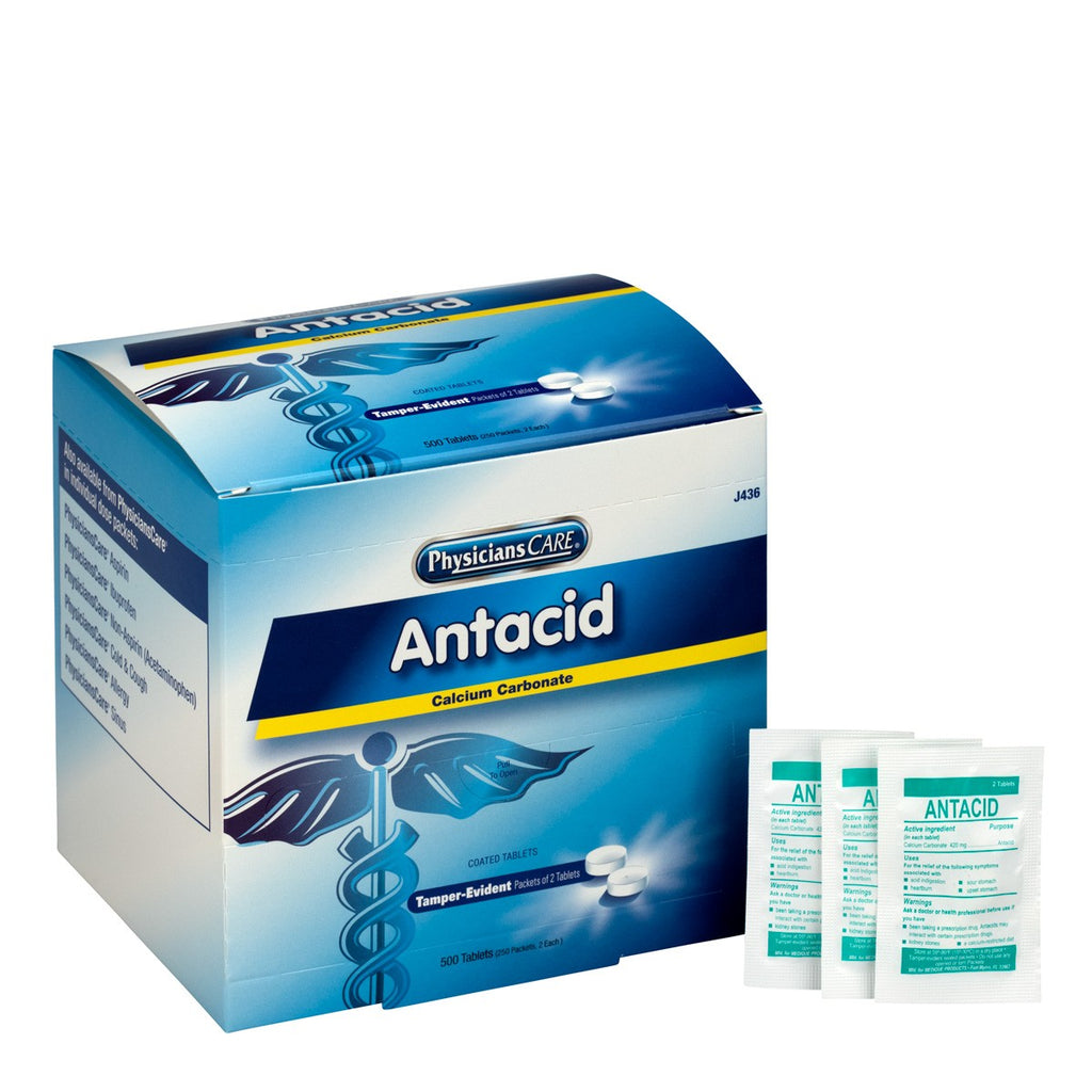 First Aid Only Antacid Tablets, 500 Count (250 x 2-Tablet Packets)