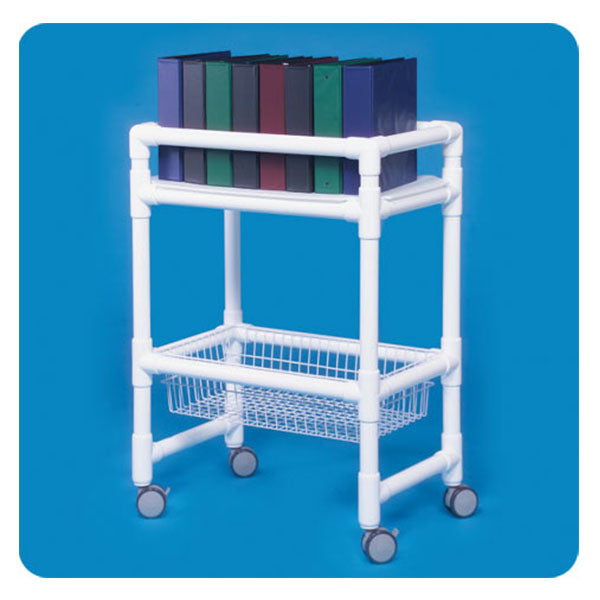 IPU Mobile Chart Rack | Antimicrobial PVC 10-Binder Storage with Integrated Utility Wire Basket