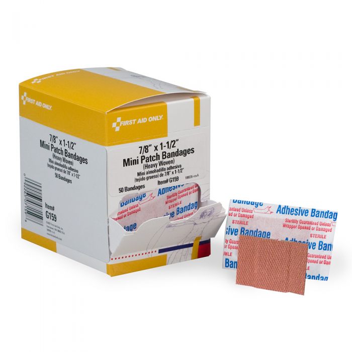 First Aid Only 7/8" x 1-1/2" Heavy-Weight Woven Fabric Junior Bandages | 50 Per Box