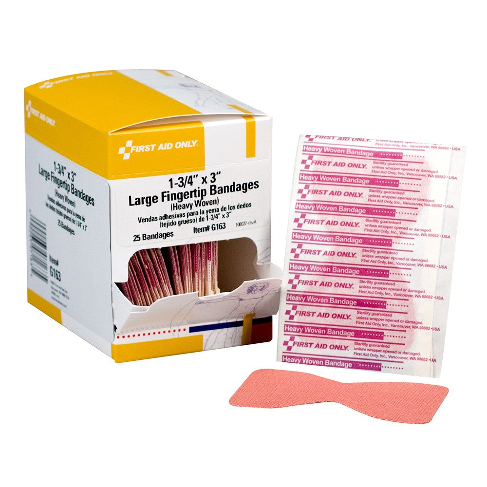 First Aid Only Heavy-Weight Woven Fabric Extra-Large Fingertip Bandages | 25 Per Box