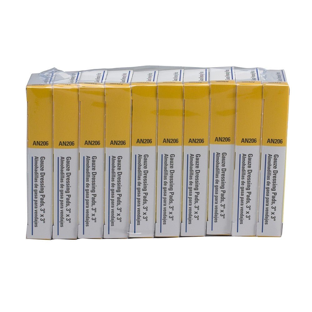 First Aid Only 3-009-10 Sterile Gauze Pads | 3" x 3" 8-Ply Wound Dressings, 10 Per Box