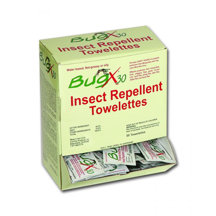 First Aid Only BugX30 Insect Repellent Wipes, 30% DEET, 50 Count Box