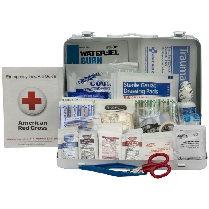 First Aid Only 25 Person Metal Kit ANSI A+ Type III Regulatory Compliance with Custom Logo