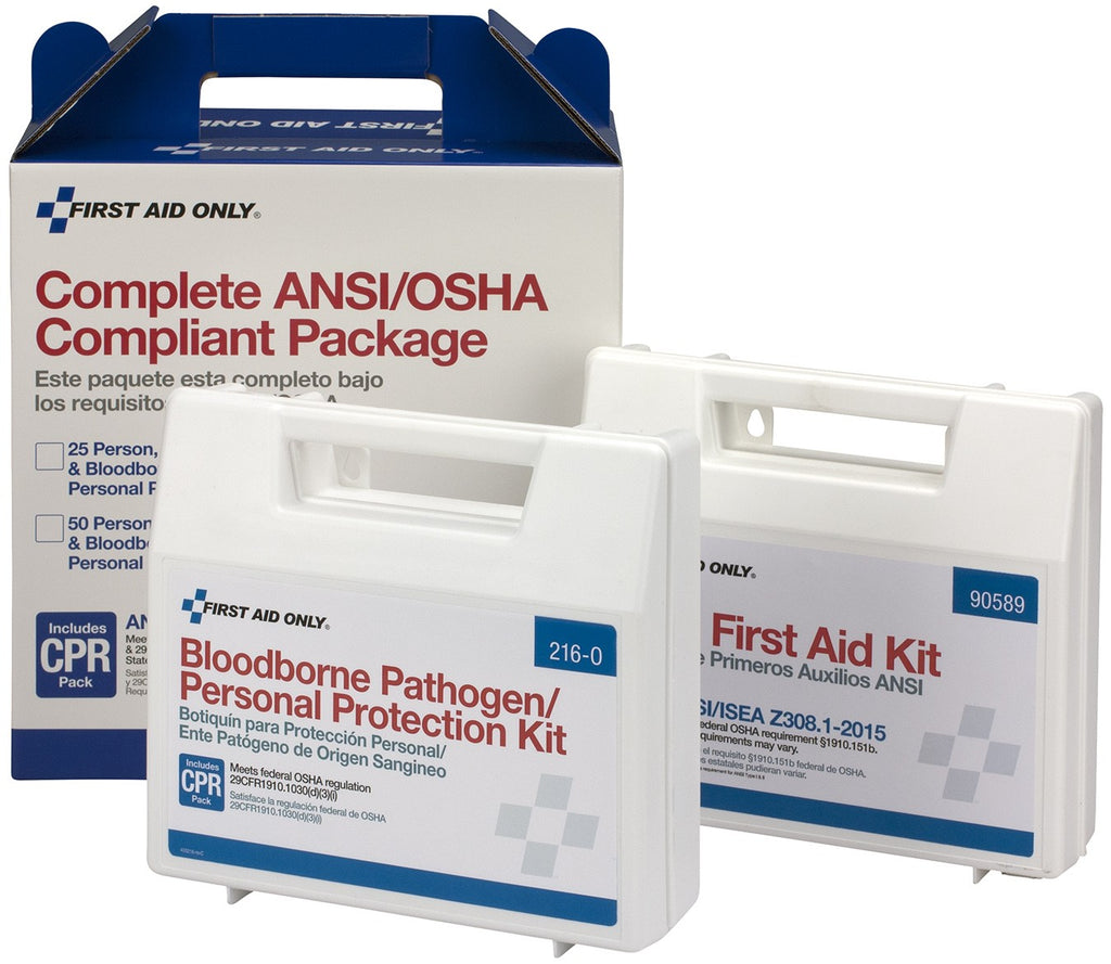 First Aid Only 25 Person Complete ANSI/OSHA Compliance Package for First Aid and BBP
