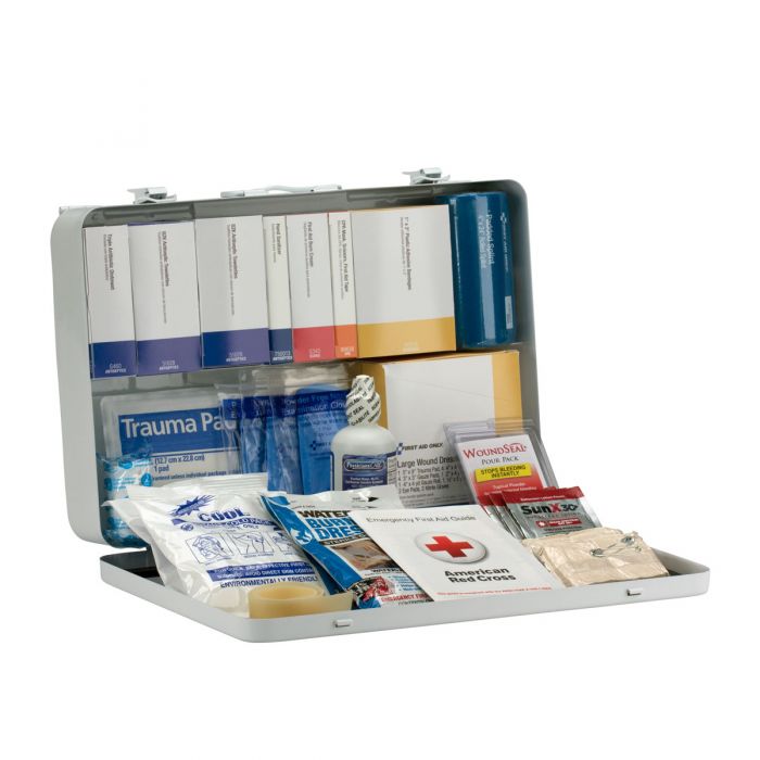 First Aid Only 50 Person Contractor Series ANSI B+, Type III First Aid Kit in Metal Case with Custom Logo