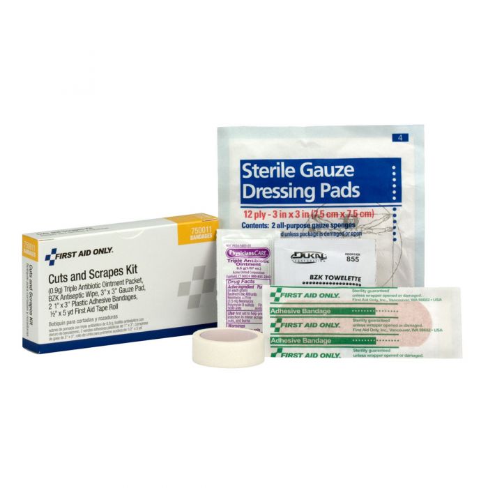 First Aid Only Cuts and Scrapes Kit Unit Box | 7-Piece Essential Kit