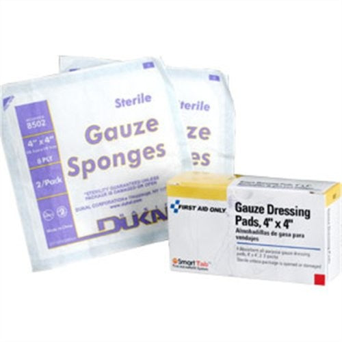 First Aid Only Sterile Gauze Pads | 4" x 4" 8-Ply Wound Dressings, 4 Per Box