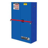 Justrite 45-Gallon High-Security Flammables Safety Cabinet With Steel Bar, Cap, 2 Shelves, 2 Self-Close Doors