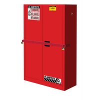 Justrite 45-Gallon High-Security Flammables Safety Cabinet With Steel Bar, Cap, 2 Shelves, 2 Self-Close Doors