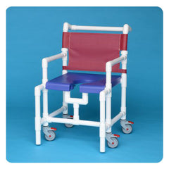 IPU Mid-Size Elite Rolling PVC Shower Chair with Commode Opening