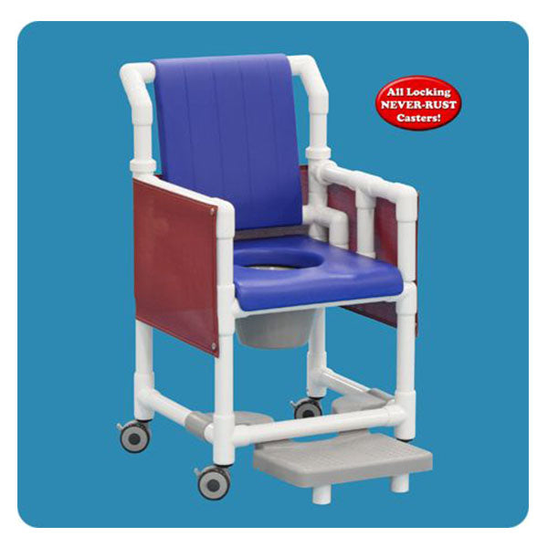IPU Deluxe Closed Soft Seat Shower Commode Chair | Rust-Proof PVC Frame with Backrest