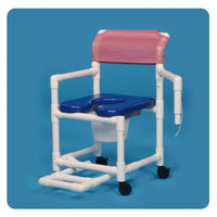 IPU 17" Standard Line Open Front Soft Seat Shower Commode Chair Commode with Left Swing Arm and Slideout Footrest