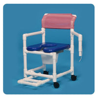 IPU 20" Standard Line Open Front Soft Seat Shower Commode Chair Commode with Left Swing Arm and Slideout Footrest