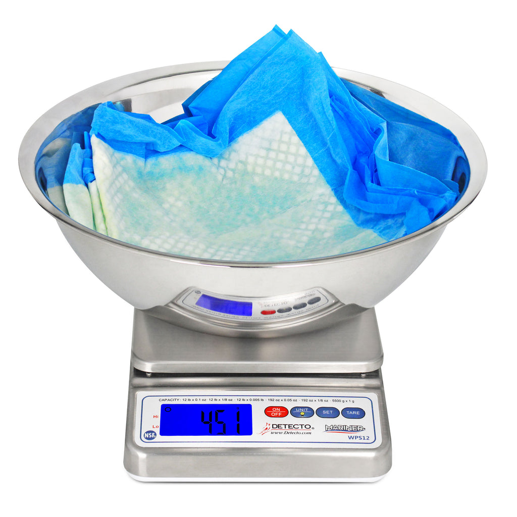 Detecto WPS12UT Waterproof Digital Wet Diaper Scale with Utility Bowl
