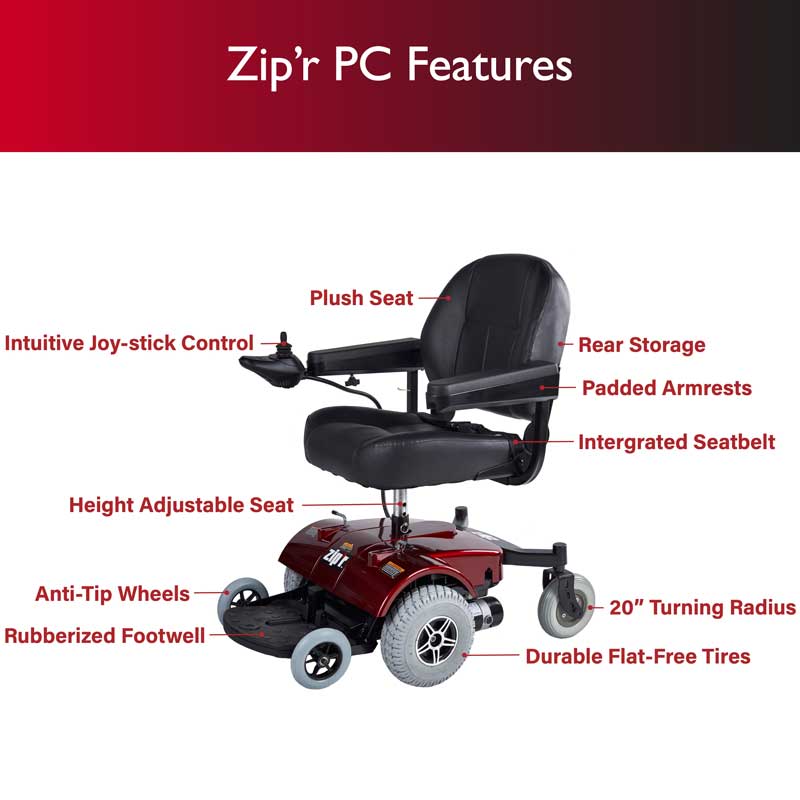 ZIP'R PC Full Size Long-Range Heavy Duty Power Electric Wheelchair